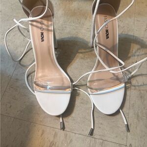 Fashion Nova White Strappy Heels